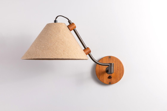 Image 1 of Verstellbare Vintage Wandleuchte mit Stoffschirm