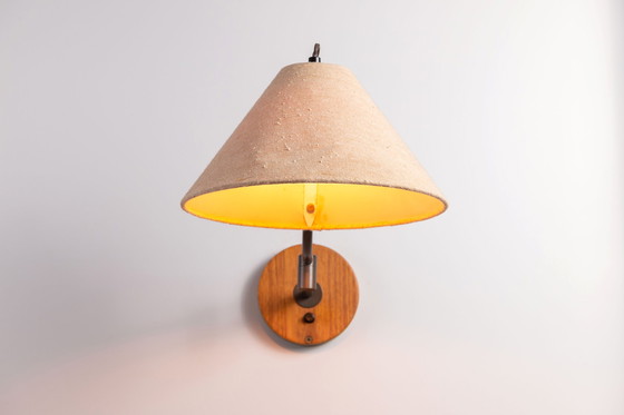 Image 1 of Verstellbare Vintage Wandleuchte mit Stoffschirm