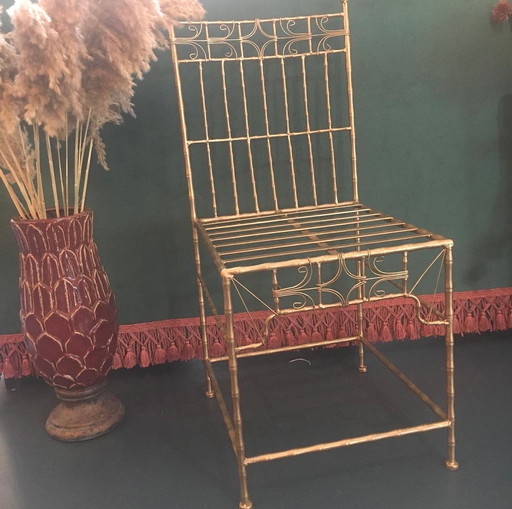 Set aus 2 alten Stühlen aus Bambusimitat