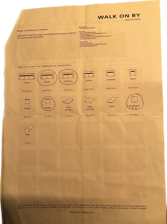 Image 1 of Machalke, 3 + 2,5-Sitzer-Sofa + Hocker + 4 Kissen, honigfarben