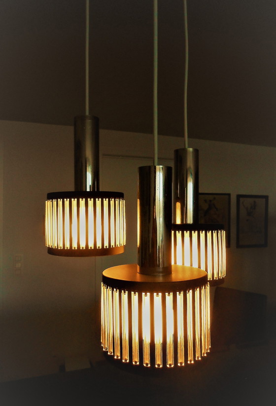 Image 1 of 3-flammige Kaskaden-Hängelampe von Schmahl & Schulz (Deutschland)