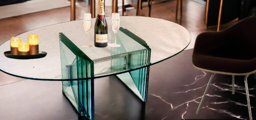 Vintage 1970 Gallotti & Radice Couchtisch aus Kristallglas