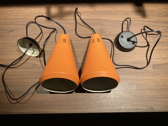 Image 1 of 2x Vintage Philips Pendelleuchten Louis Kalff