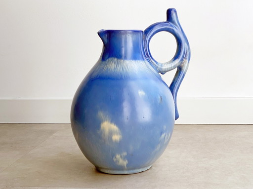 1x große Art Deco Vase / Ohrvase - blaue Keramik