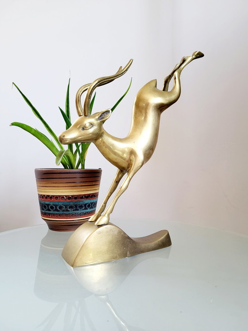 Antilope oder Gazelle aus Kupfer/Messing, 1970er Jahre
