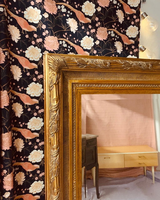 Großer antiker Spiegel aus facettiertem Glas