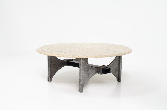 Image 1 of Brutalist Couchtisch aus Travertin