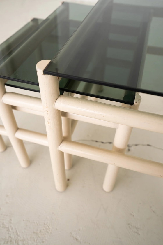 Image 1 of 3x Vintage Beistelltisch aus Bambus