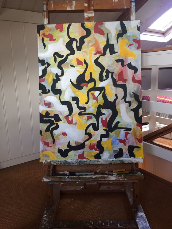 Image 1 of Abstraktes Acrylbild 60x80 auf Karton/MDF