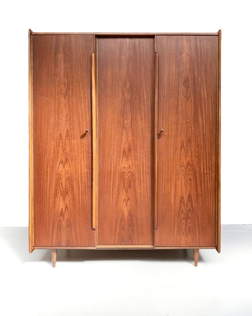 Mid Century dunkelbrauner TEAK-Kleiderschrank _ Schrank schließen