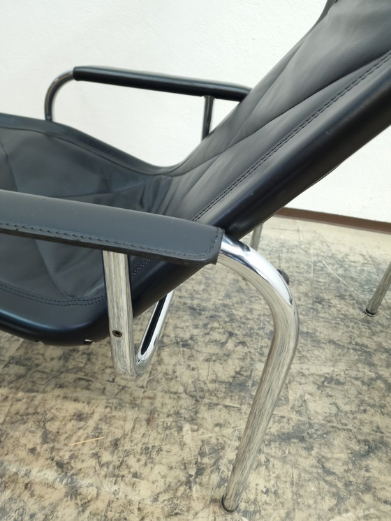 Image 1 of Strässle Hans Eichenberger Designersessel mit Hocker Ledersessel Chair 