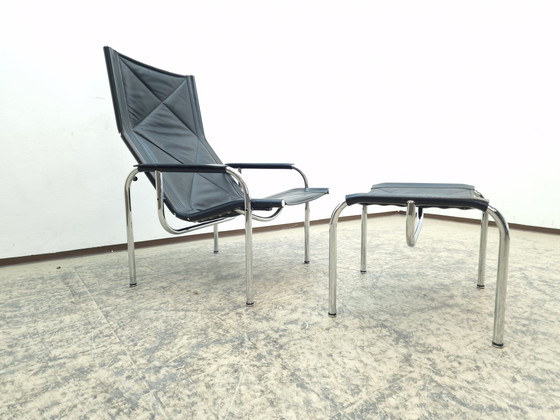 Image 1 of Strässle Hans Eichenberger Designersessel mit Hocker Ledersessel Chair 