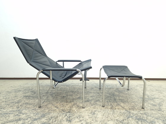 Image 1 of Strässle Hans Eichenberger Designersessel mit Hocker Ledersessel Chair 