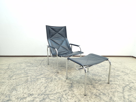 Image 1 of Strässle Hans Eichenberger Designersessel mit Hocker Ledersessel Chair 