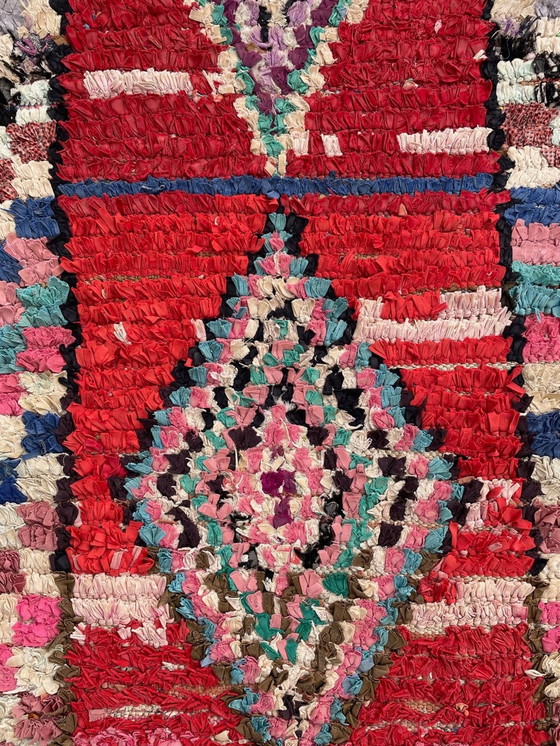 Image 1 of Traditioneller Tribal marokkanischer Boucherouite-Stammesteppich