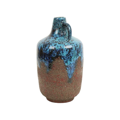 Sehr seltene blaue Ceramano Incrusta Vase 219 Hans Welling Design Fat Lava