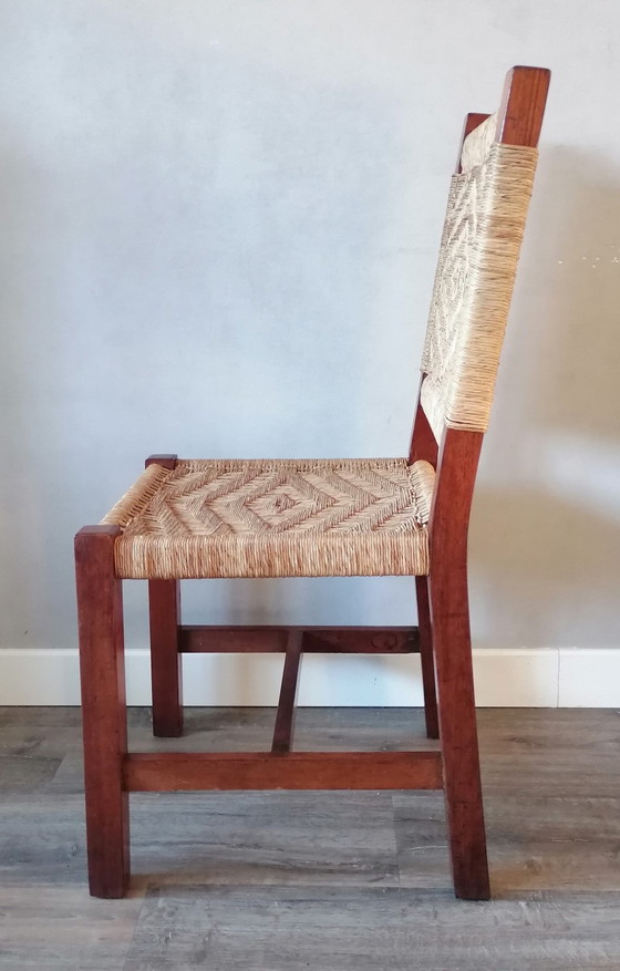 Image 1 of Brutalistische, geflochtene Wickery-Esszimmerstühle aus der Jahrhundertmitte