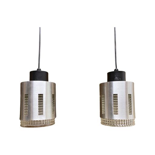 Vintage Lampe aus Glas/Teakholz