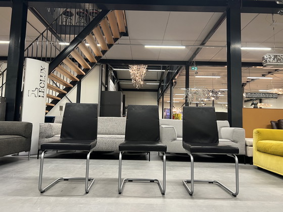 Image 1 of 3 Rolf Benz 620 Esszimmerstuhl schwarzes Leder