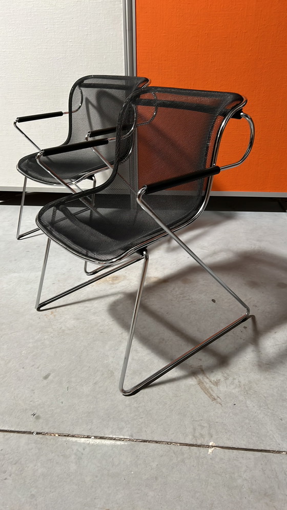 2 Haworths Penelope Charles Pollock Castellistoelen – Bürostühle, Chrome, Modern