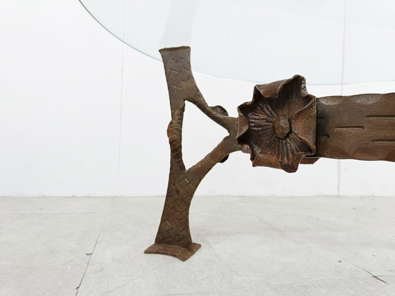 Image 1 of Geformter Blumen-Couchtisch aus Stahl, 1970er Jahre