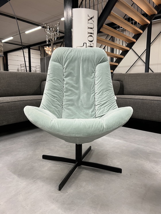 Image 1 of Gelderland 7405 Sessel mit Ottomane aus blauem Stoff