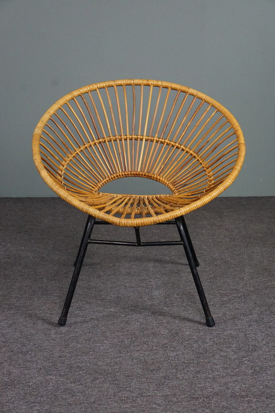 Image 1 of Rattanstuhl niederländisches Design 1950er Jahre, handgefertigt