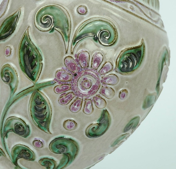 Image 1 of Bay-Keramikvase mit floralem Reliefmuster, Modell 62 30, 1960er Jahre
