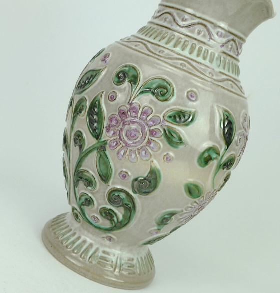 Image 1 of Bay-Keramikvase mit floralem Reliefmuster, Modell 62 30, 1960er Jahre
