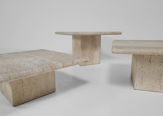 Image 1 of 3x Satztische aus Travertin