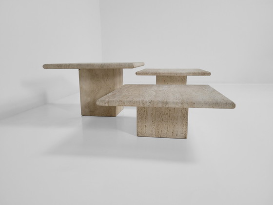 Image 1 of 3x Satztische aus Travertin