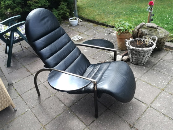 Image 1 of Design-Sessel schwarzes Leder/Stahl