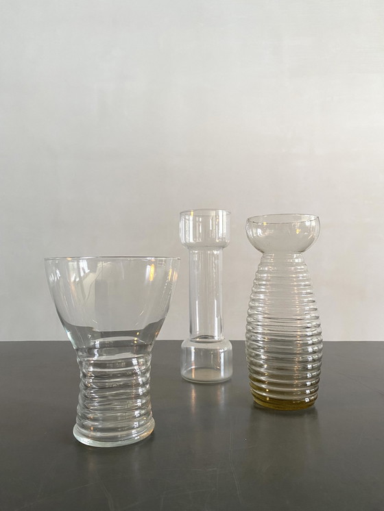 Image 1 of Trio aus dekorativen Glasvasen aus Hyazinthe, 1970er