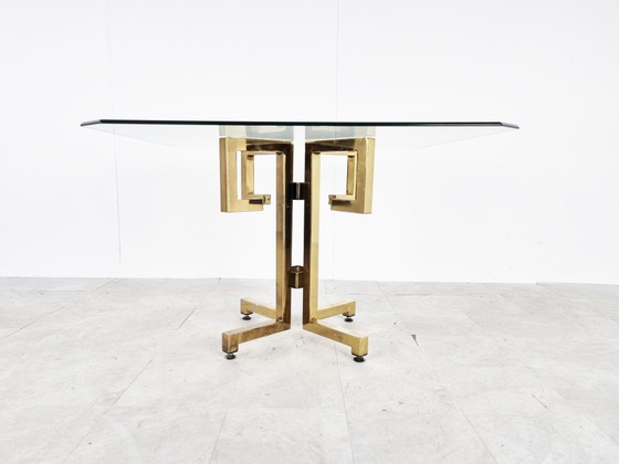 Image 1 of Geometrischer Vintage Esstisch aus Messing, 1970er Jahre