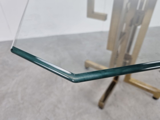 Image 1 of Geometrischer Vintage Esstisch aus Messing, 1970er Jahre