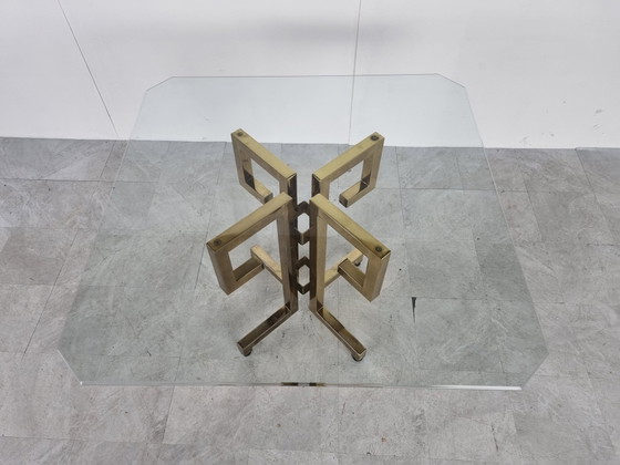 Image 1 of Geometrischer Vintage Esstisch aus Messing, 1970er Jahre