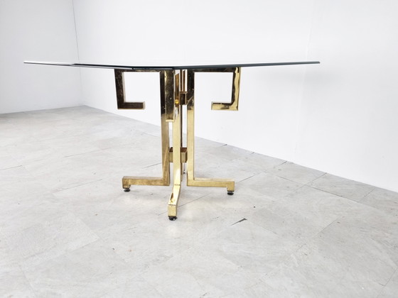 Image 1 of Geometrischer Vintage Esstisch aus Messing, 1970er Jahre