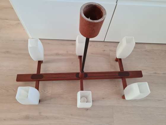 Image 1 of Midcentury Milchglas Hängelampe der 1950er/60er Jahre