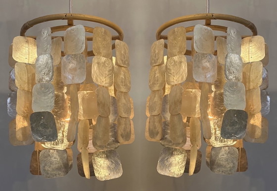 Image 1 of Set mit 2 Capiz-Hängelampen, Lampe aus Perlmutt