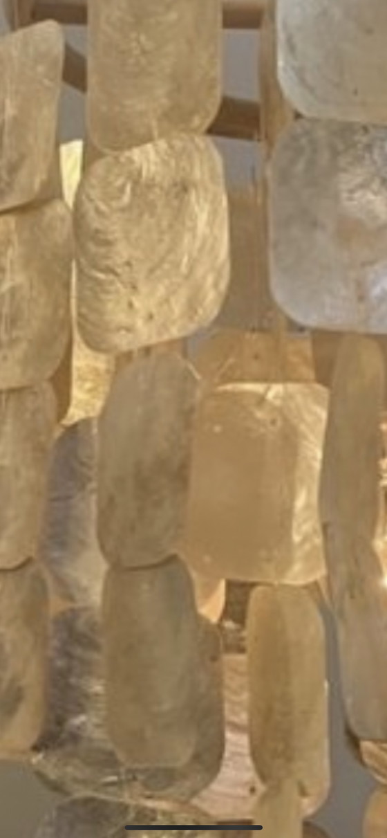 Image 1 of Set mit 2 Capiz-Hängelampen, Lampe aus Perlmutt