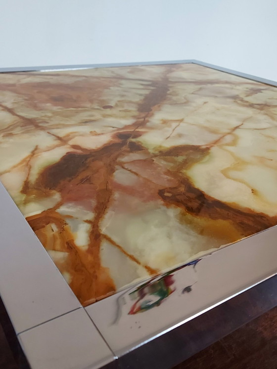 Image 1 of Chrom mit Naturstein. Couchtisch / Beistelltisch aus Onyx