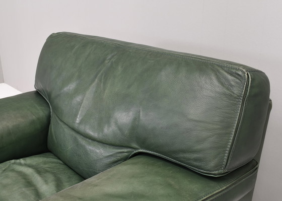 Image 1 of Roche Bobois Lounge Sessel in grün patiniertem Leder - um 1970