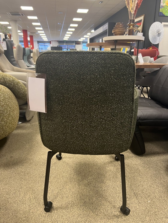 Image 1 of Leolux Gyon Stuhl auf Rollen, grüner Stoff