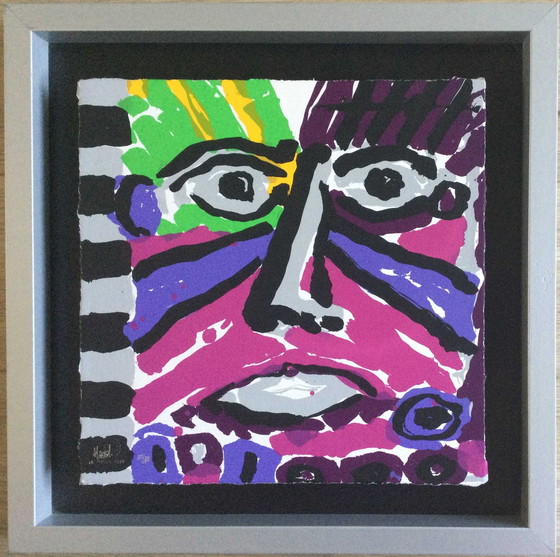 Image 1 of Ad van Hassel | Gesicht - Siebdruck im Backrahmen