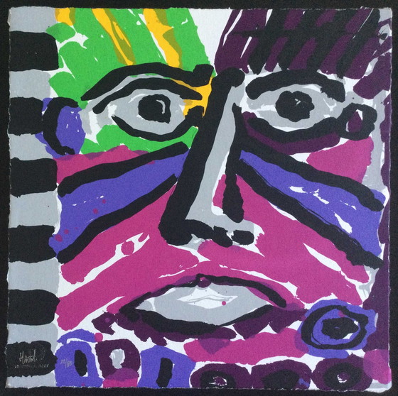 Image 1 of Ad van Hassel | Gesicht - Siebdruck im Backrahmen