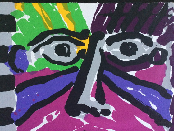 Image 1 of Ad van Hassel | Gesicht - Siebdruck im Backrahmen