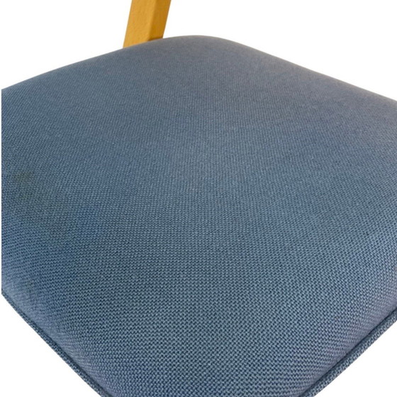 Image 1 of Peter Opsvik - Varier - Pendulum - Ergonomisch geformter Schaukelstuhl - Helle Eiche und blaue Polsterung