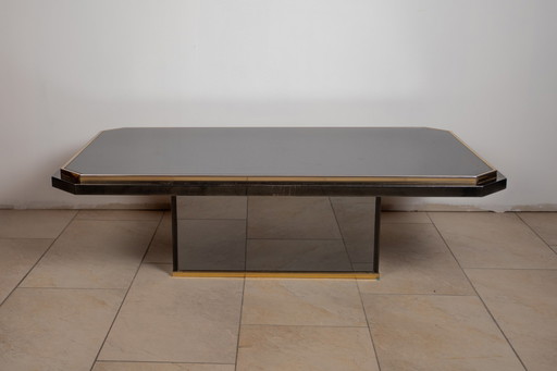 Vintage Belgochrom Couchtisch in Schwarz & Messing