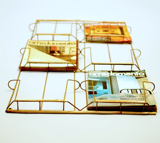 Image 1 of Hollywood Regency Wand Zeitungsständer aus Bambus