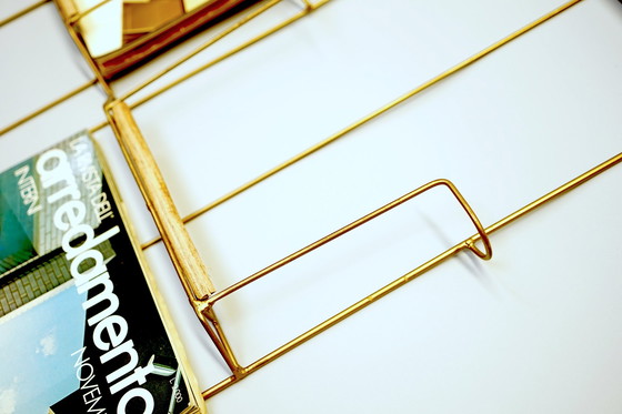 Image 1 of Hollywood Regency Wand Zeitungsständer aus Bambus